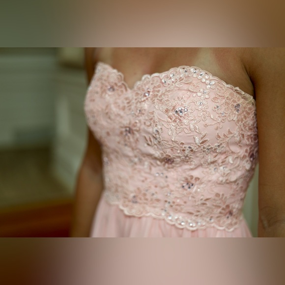 Blush sweetheart neckline prom/grad dress, braided bodice, corset back - Picture 4 of 5